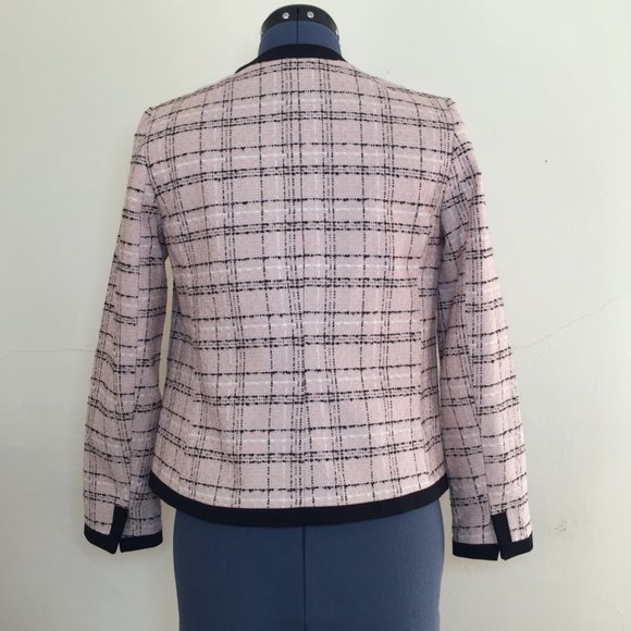 Liz Claiborne Pink and Brown Tweed Blazer Size 4P - Picture 3 of 5